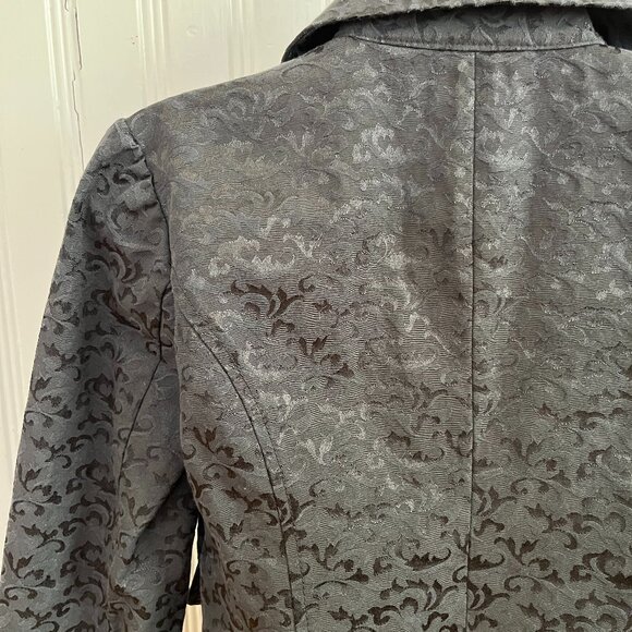 DKNY Jeans Black Damask Shawl Collar 3/4 Sleeve Blazer, Size Small - Picture 10 of 15